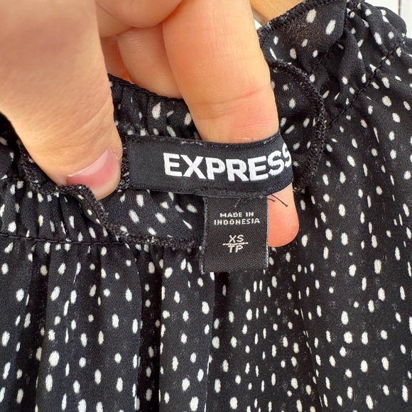 Express Black and White Casual Mock Neck Blouse - Picture 3 of 5